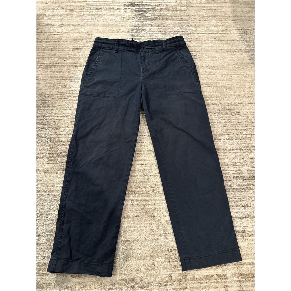 Vince Trousers Cotton Twill Navy Blue Size 10 Women D-String Slash Pockets Comfy